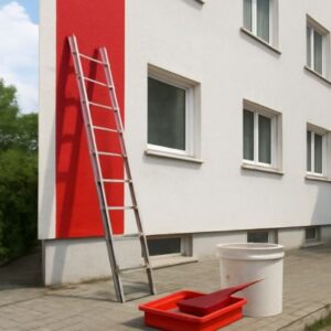 Modern Home with Red Exterior Wall painting